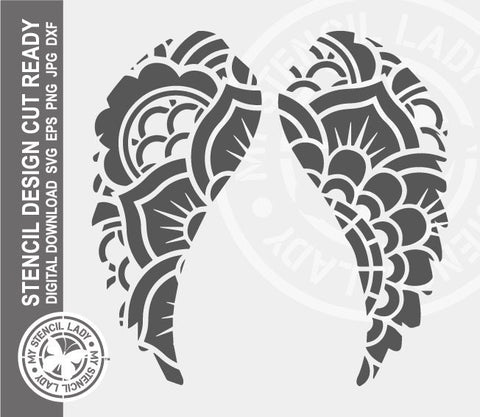 Wings Patterned All 1444 Stencil Digital Download Laser Cricut Cut Ready Design Template SVG PNG JPG EPS DXF Files