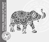 Elephant Patterned 1446 Stencil Digital Download Laser Cricut Cut Ready Design Templates SVG PNG JPG EPS DXF Files
