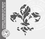 Fleur de lis Patterned 1459 Stencil Digital Download Laser Cricut Cut Ready Design Templates SVG PNG JPG EPS DXF Files