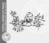Bird on Branch 1489 Stencil Digital Download Laser Cricut Cut Ready Design Templates SVG PNG JPG EPS DXF Files