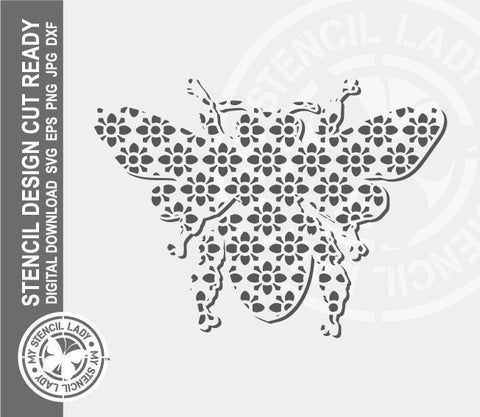 Bee Patterned 1447 Stencil Digital Download Laser Cricut Cut Ready Design Templates SVG PNG JPG EPS DXF Files