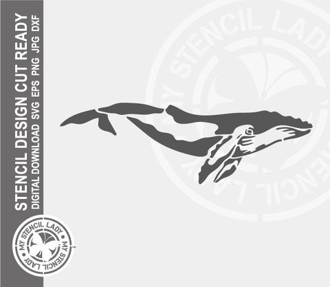 Whale 1503 Stencil Digital Download Laser Cricut Cut Ready Design Template SVG PNG JPG EPS DXF Files