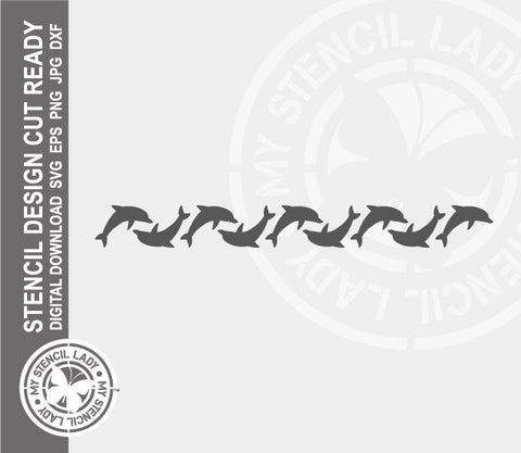 Dolphin Border 1586 Stencil Digital Download Laser Cricut Cut Ready Design Templates SVG PNG JPG EPS DXF Files