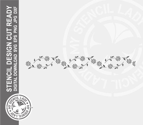 Daisy Border 1615 Stencil Digital Download Laser Cricut Cut Ready Design Templates SVG PNG JPG EPS DXF Files