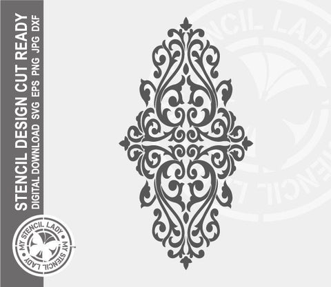 Damask Single 1675 Stencil Digital Download Laser Cricut Cut Ready Design Templates SVG PNG JPG EPS DXF Files