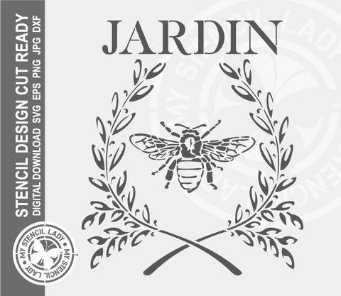 Jardin Bee 1702 Stencil Digital Download Laser Cricut Cut Ready Design Template SVG PNG JPG EPS DXF Files