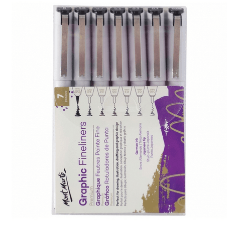 Mont Marte Studio Art Pens Premium Graphic Fineliners Set 7pc Premium Graphic Fineliners Set 7pc Chalk Painting Stencils Australia