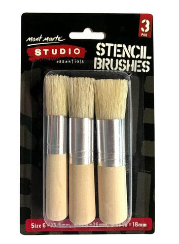 Mont Marte Studio Stencil Brush Pack of 3 brushes Stencil Brushes - Mont Marte Chalk Painting Stencils Australia
