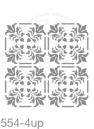 My Stencil Lady Stencil XLarge - 4up - 285mm Full Cutout - Each Tile Space 142mmSq (Sheet Size 300x300mm) Stencil 554 Chalk Painting Furniture Decor Stencils