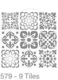 My Stencil Lady Stencil XLarge - 9 Tiles - Each tile is Approx. 90mmSq (Sheet Size 300x300mm) Stencil 579 Chalk Painting Furniture Decor Stencils