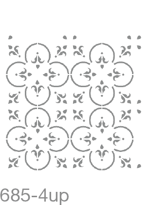 My Stencil Lady Stencil Large - 4up 85mm Each Tile - 185mm Cutout (Sheet Size 200x200mm) Stencil 685 Chalk Painting Furniture Decor Stencils