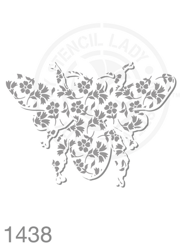 Patterned Silhouette Bee Stencil 1438 Plants and flowers reusable stencils