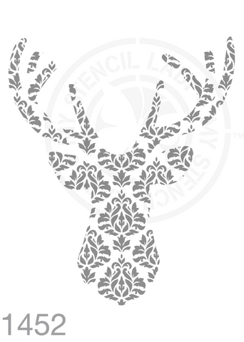 Patterned Silhouette Deer Reindeer Christmas Stencil 1452 Happy Holidays Theme Reusable Stencils and Templates