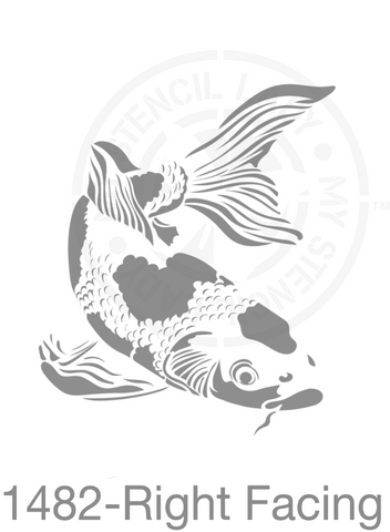 Koi Fish Hand Drawn Illustration Stencil 1482 Reusable Animals Fauna and Wildlife Stencils and Templates