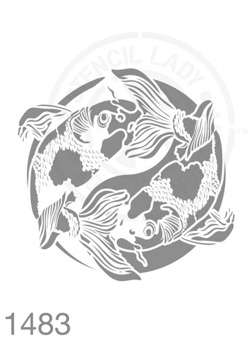 Koi Fish Yin Yang Stencil 1483 Reusable Animals Fauna and Wildlife Stencils and Templates