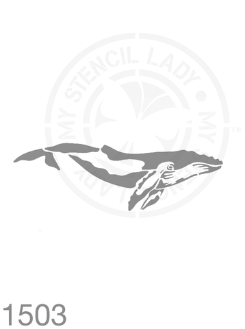 Whale Hand Drawn Illustration Stencil 1503 Reusable Animals Fauna and Wildlife Stencils and Templates