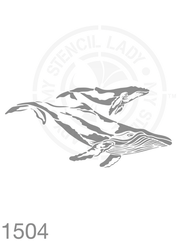 Whales Hand Drawn Illustration Stencil 1504 Reusable Animals Fauna and Wildlife Stencils and Templates