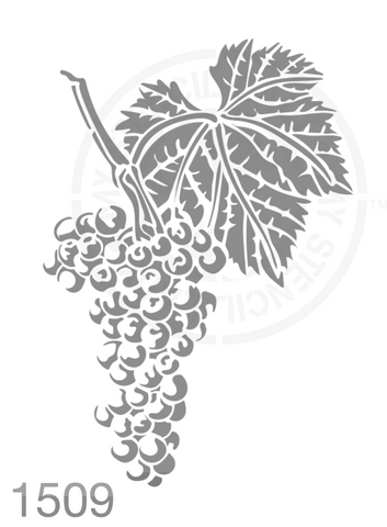 Grapes Fruit Hand Drawn Illustration Stencil 1509 Plants and flowers reusable stencils