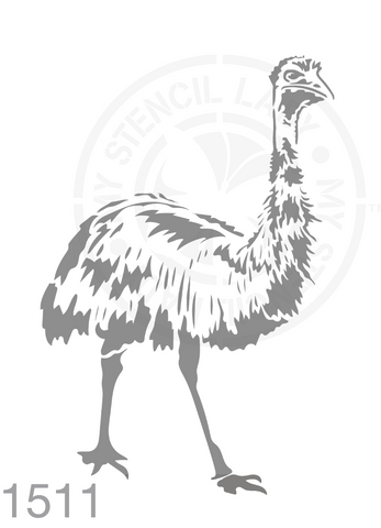 Emu Hand Drawn Illustration Stencil 1511 Australian Natives Plants and Animals Reusable Templates and Stencils