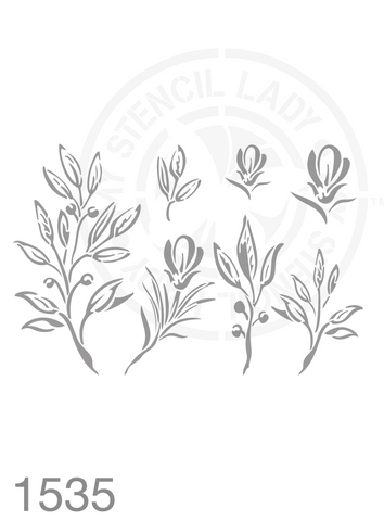 Hand Drawn Illustration Stencil 1535 Plants and flowers reusable stencils