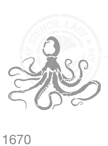 Octopus Hand Drawn Illustration Stencil 1670 Reusable Animals Fauna and Wildlife Stencils and Templates