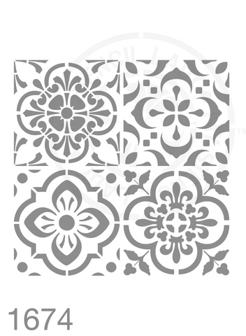 Tile Pattern Stencil 1674 Repeating and Continuous Floor and Wall Reusable Stencils