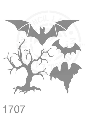 Halloween Stencil 1707 Spooky Witches and Bats Trick or Treat Special Occasion Stencils and Templates