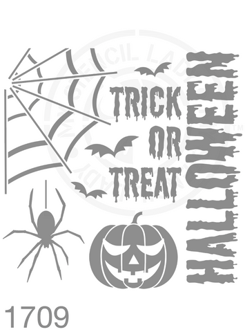 Halloween Stencil 1709 Spooky Witches and Bats Trick or Treat Special Occasion Stencils and Templates