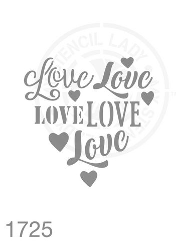 Love Hearts Stencil 1725 for Kids Decor Reusable Stencils and Templates for Walls Artwork Furniture Rooms Cards
