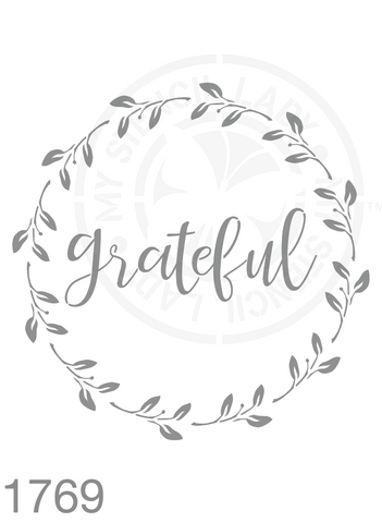 Grateful Wreath Farmhouse Style Stencil 1769 Words Sayings and DIY Sign Templates and Stencils