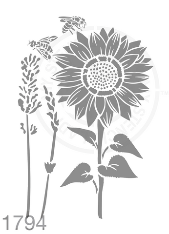 Bees Sunflower Stencil 1794 Reusable Animals Fauna and Wildlife Stencils and Templates
