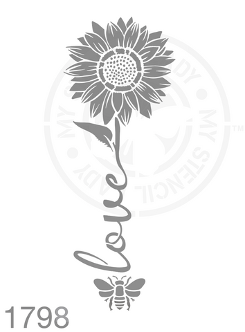 Love Sunflowers and Bees Stencil 1798 Reusable Animals Fauna and Wildlife Stencils and Templates