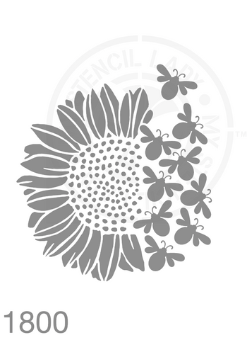 Bees Sunflower Stencil 1800 Reusable Animals Fauna and Wildlife Stencils and Templates