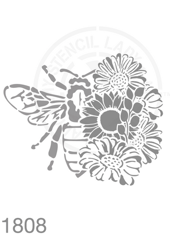 Bee Florals Stencil 1808 Animal Flowers Reusable Templates and Stencils