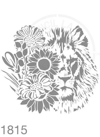 Lion Florals Stencil 1815 Animal Flowers Reusable Templates and Stencils